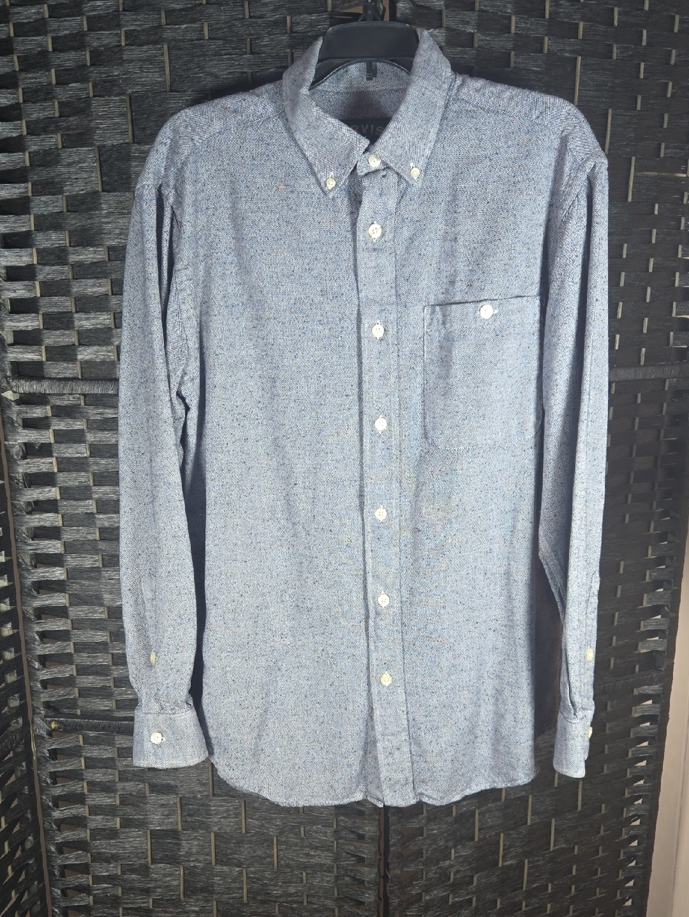 Orvis Men's Button-Down Wool Blend  Blue Long Sleeve Medium Shirt